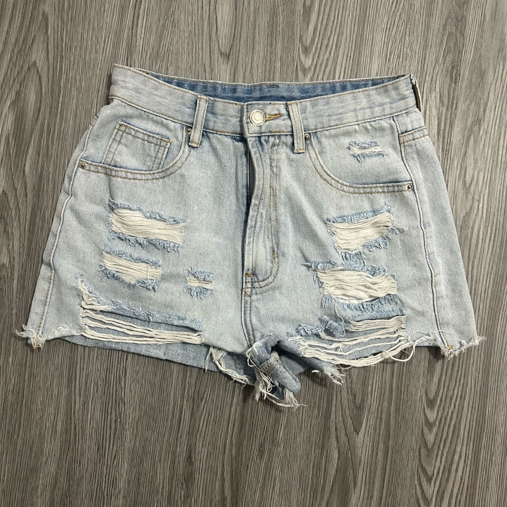 & Other Stories Blue Jean Shorts High-Waisted Distressed